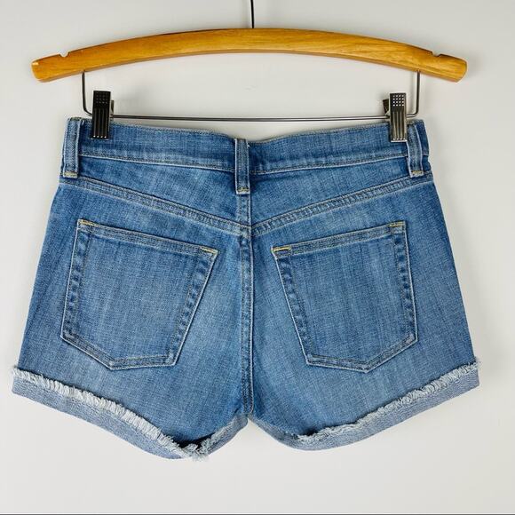 J. Crew blue stretch cutoff cuffed denim jean shorts 24 - Picture 4 of 6